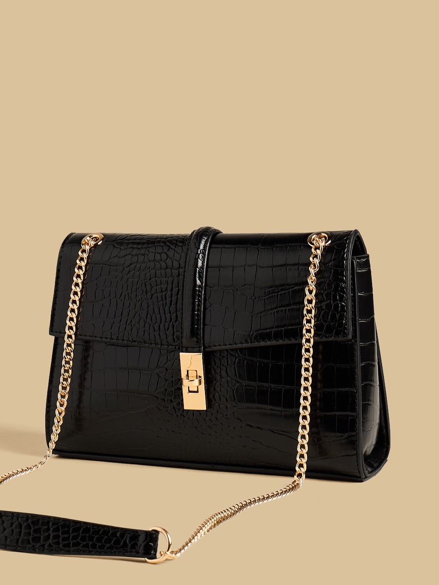 Textured Crossbody Bag with Chain Strap