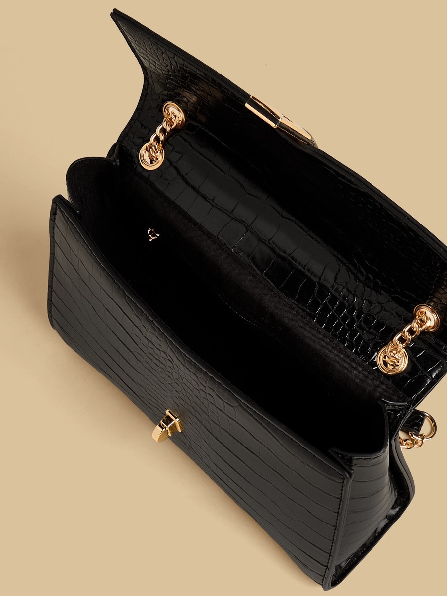 Textured Crossbody Bag with Chain Strap