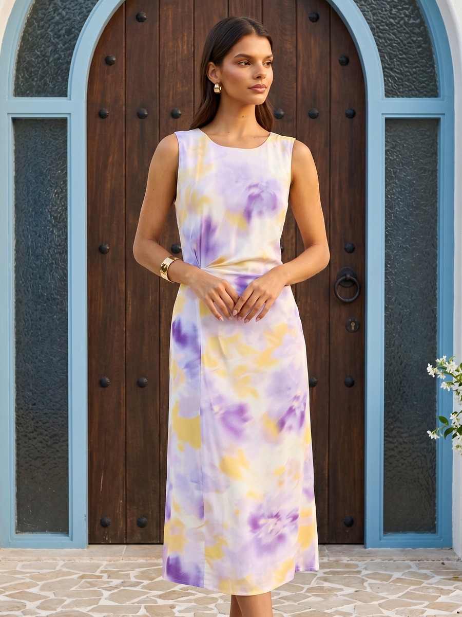 Printed Sleeveless Midi Dress