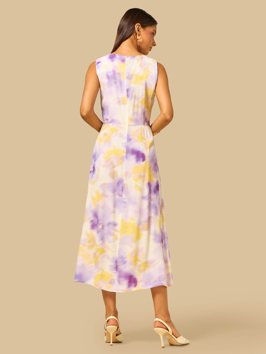 Printed Sleeveless Midi Dress