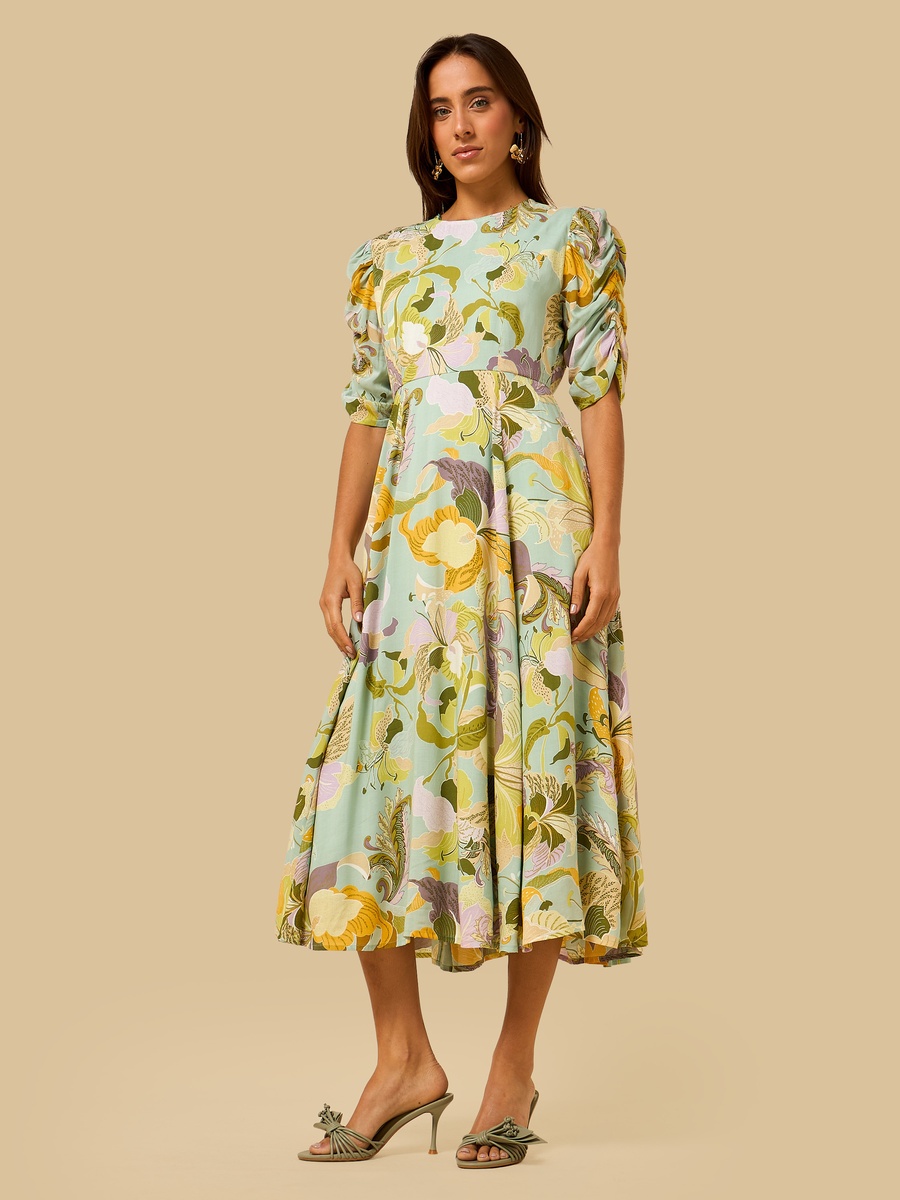 Floral Print Fit and Flare Dress