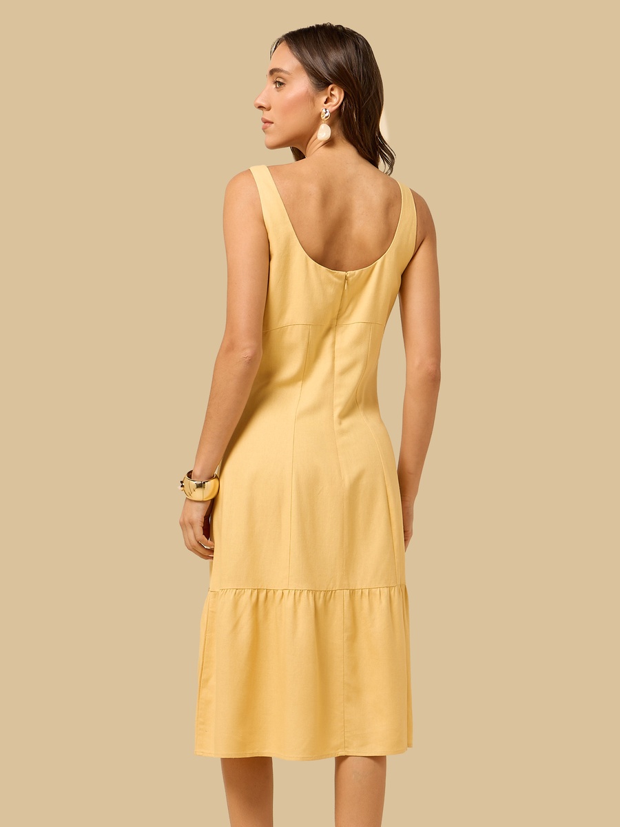 Flounce Hem Sleeveless Dress