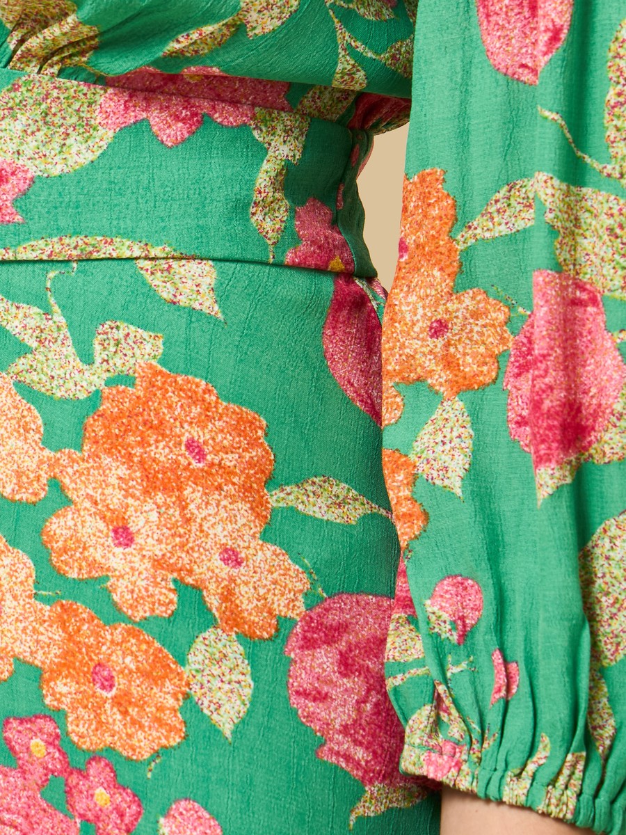 Floral Print V Neck Asymmetrical Dress