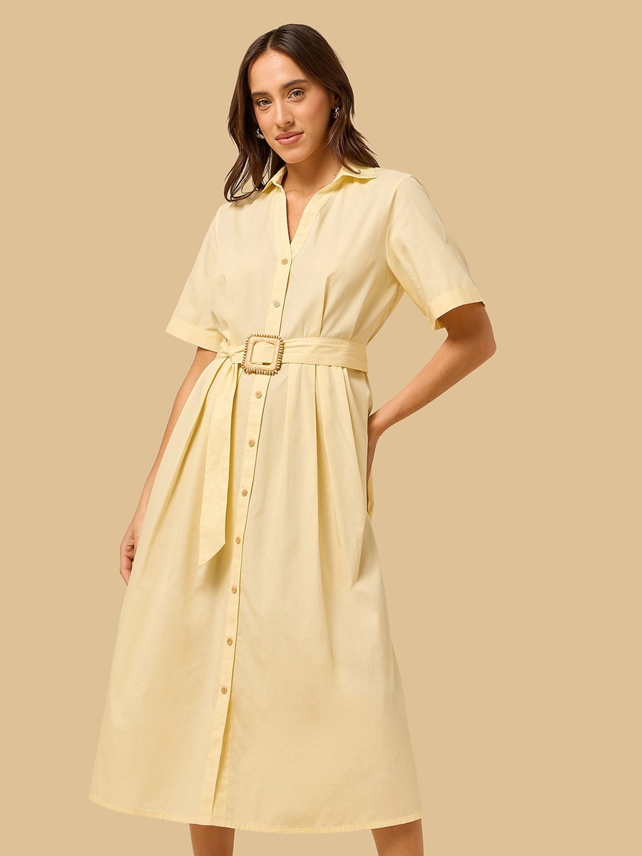 Belted Poplin Shirt Dress