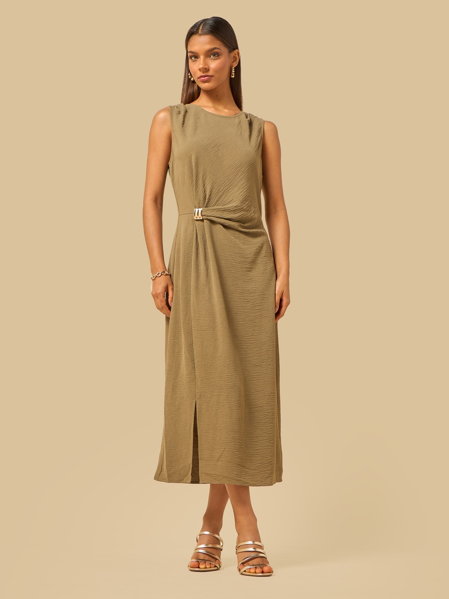 Metallic Accent Sleeveless Sheath Dress