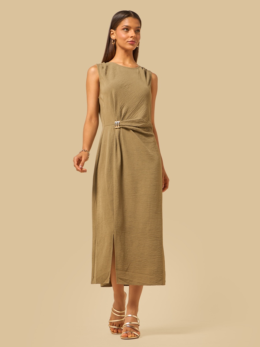 Metallic Accent Sleeveless Sheath Dress