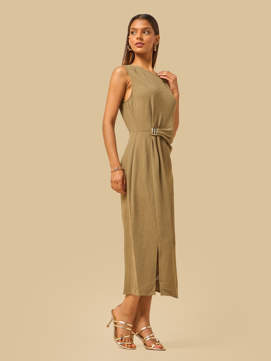 Metallic Accent Sleeveless Sheath Dress