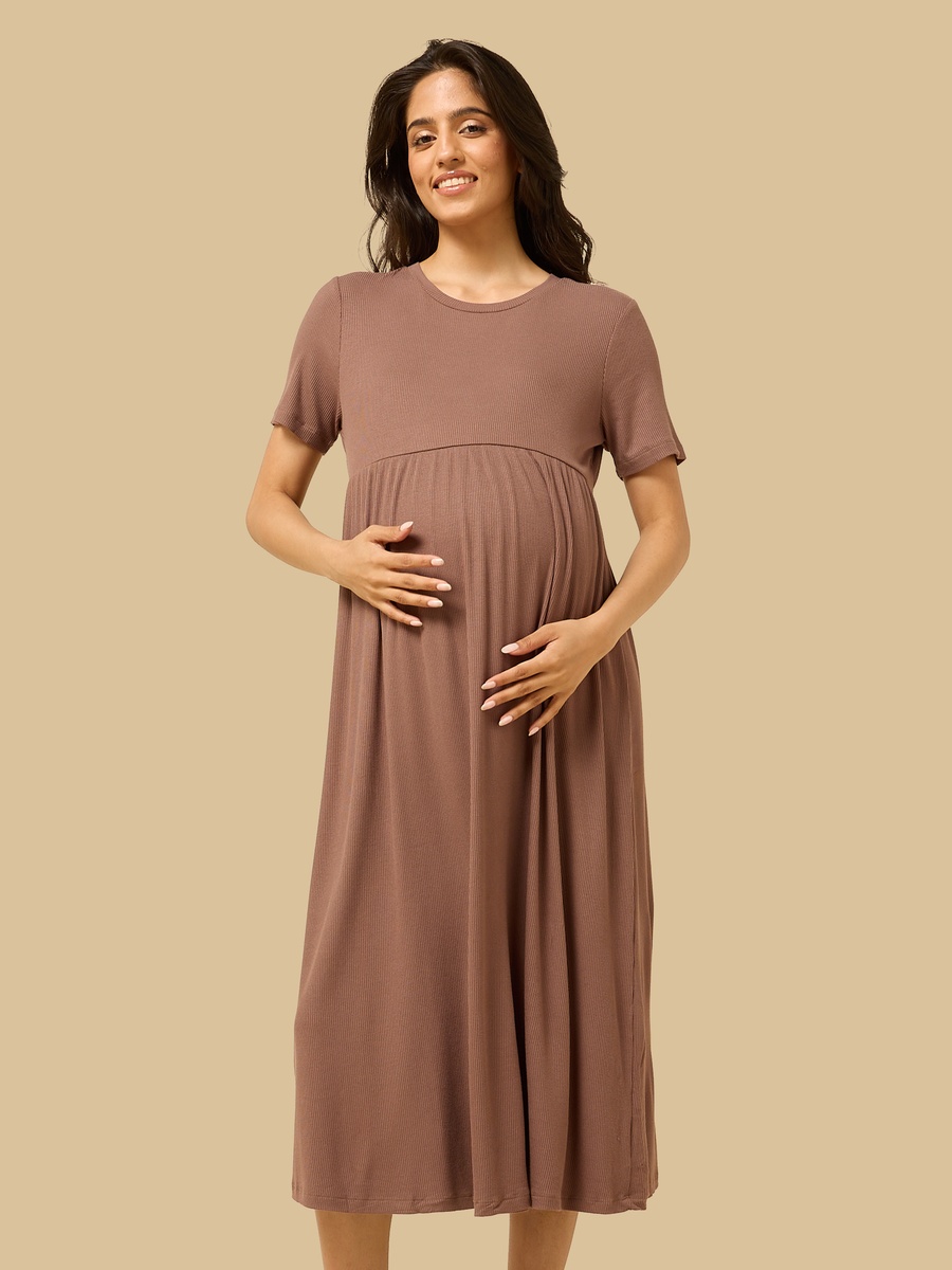 فستان ميدي مضلع للحوامل