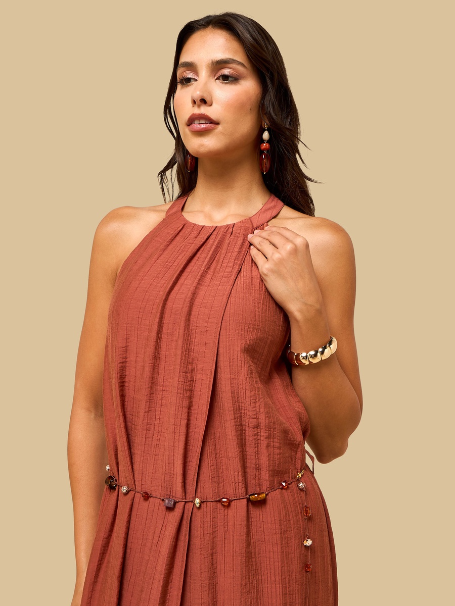 Pleated Sleeveless Dress