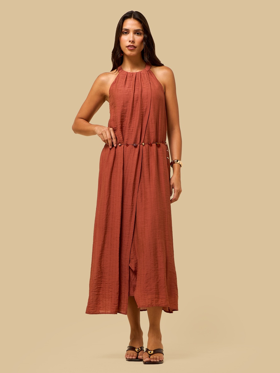 Pleated Sleeveless Dress