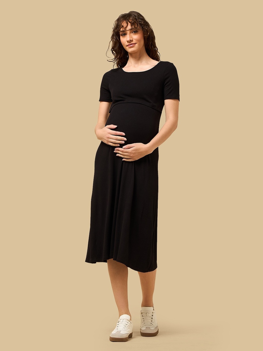 Ribbed Maternity Midi Dress
