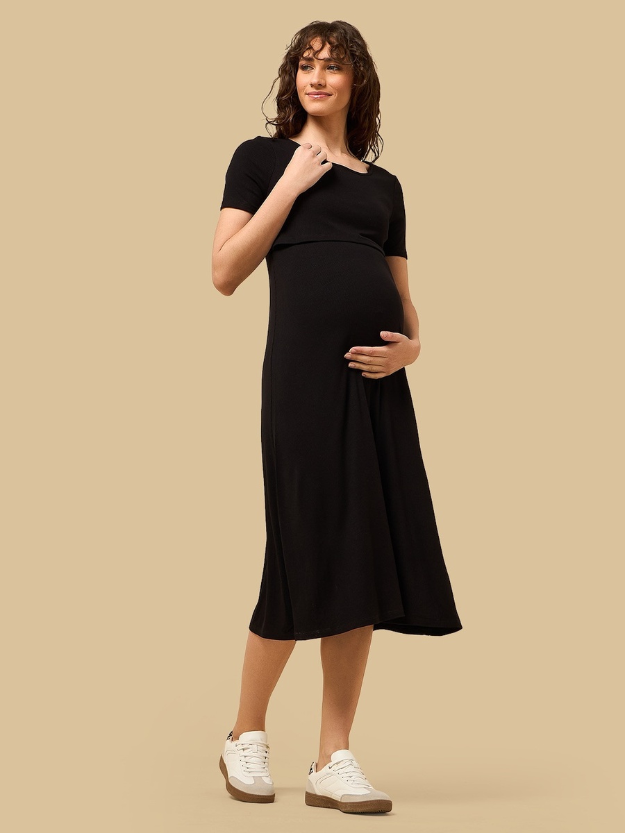 Ribbed Maternity Midi Dress