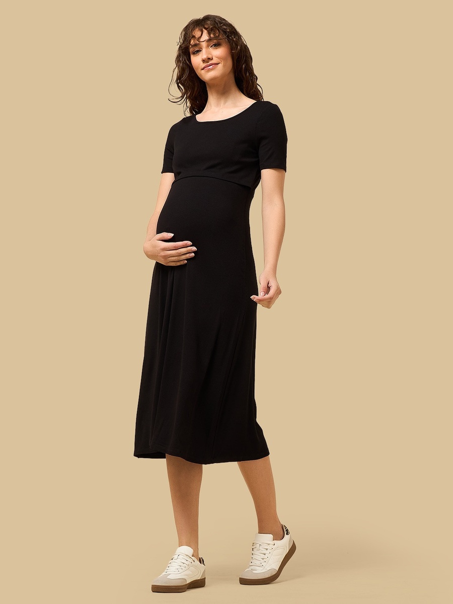 Ribbed Maternity Midi Dress