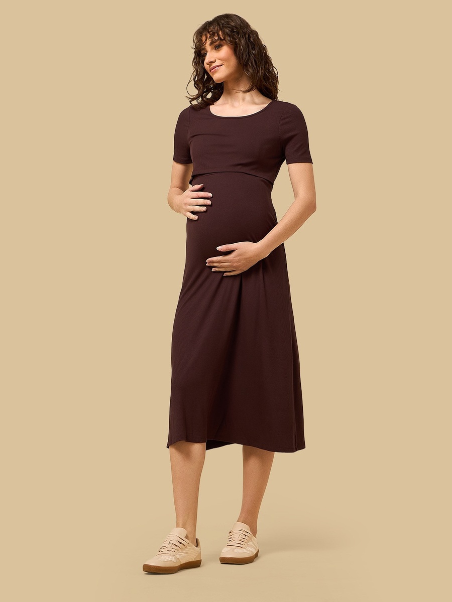 Ribbed Maternity Midi Dress