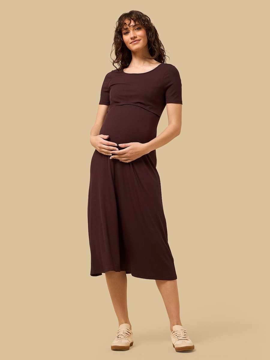 Ribbed Maternity Midi Dress