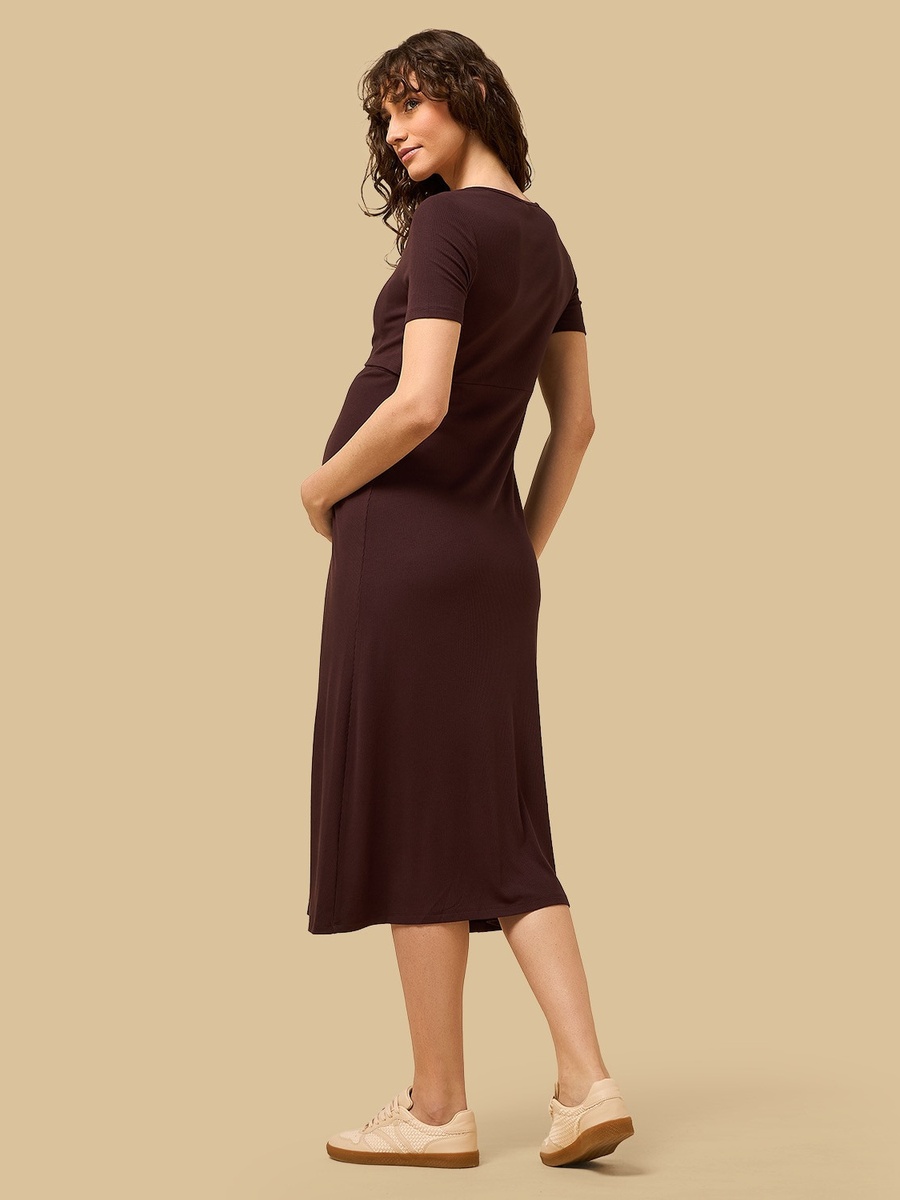 Ribbed Maternity Midi Dress