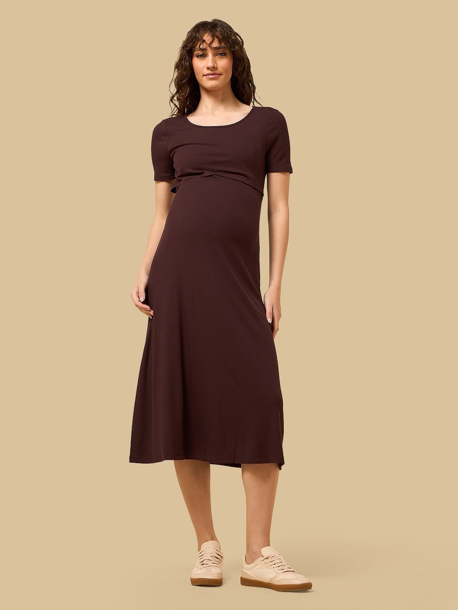 Ribbed Maternity Midi Dress