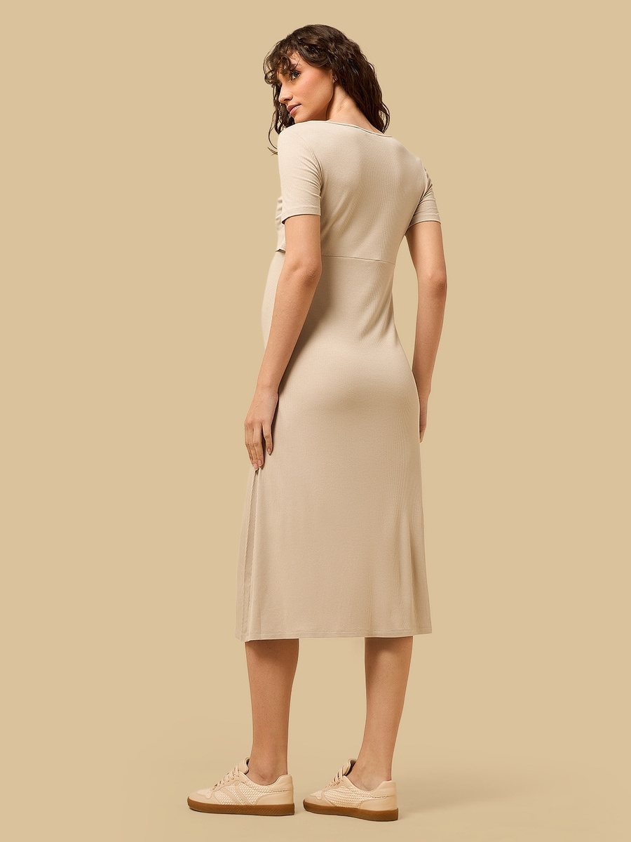 Ribbed Maternity Midi Dress