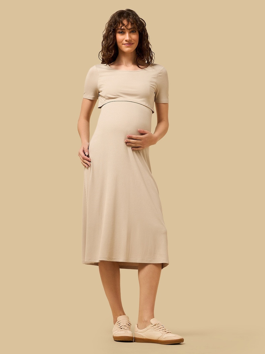 Ribbed Maternity Midi Dress