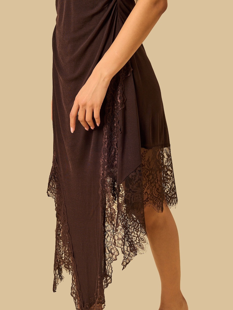 Lace Panel Asymmetric Dress