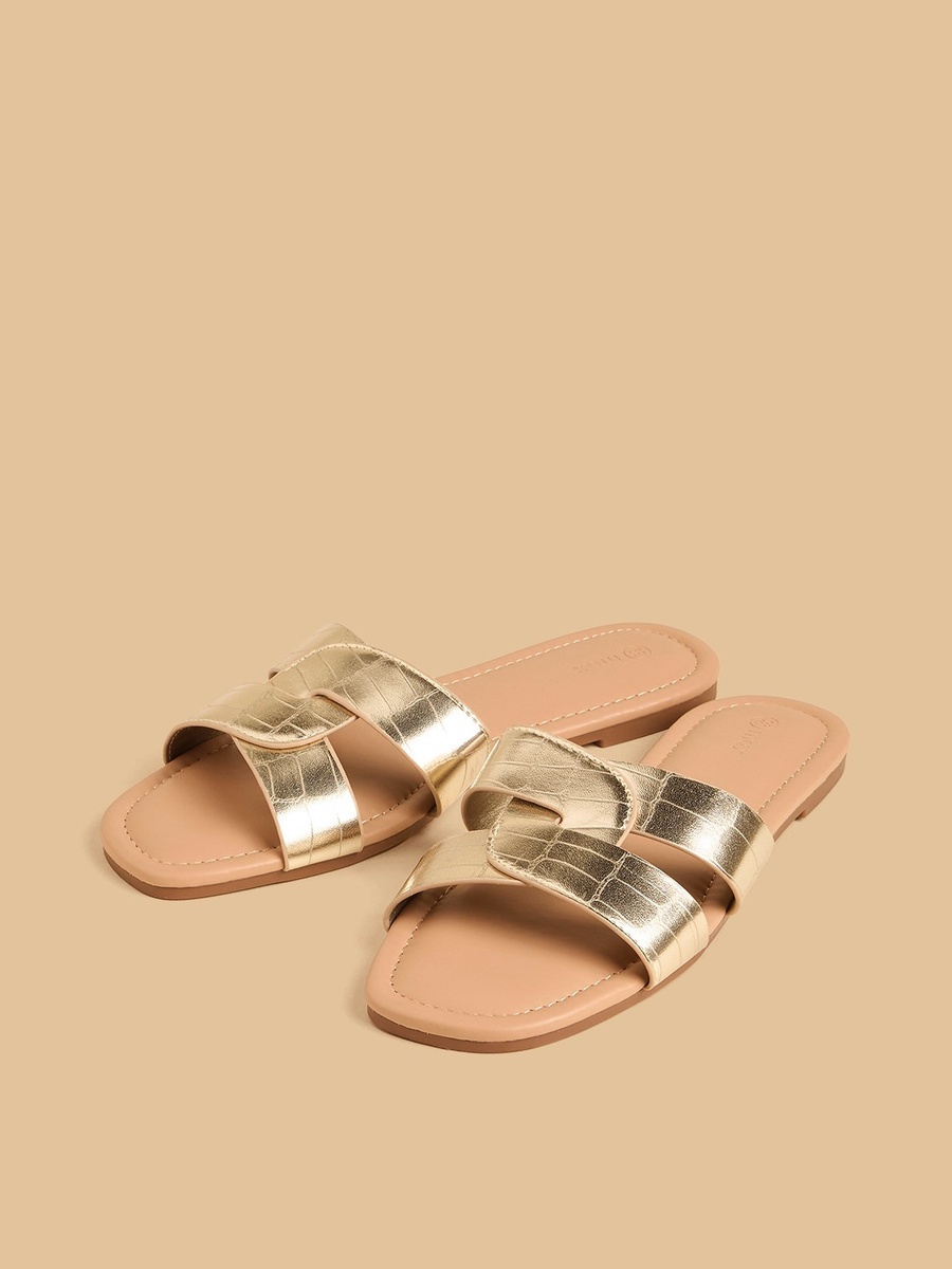 Textured Cross Strap Sandals