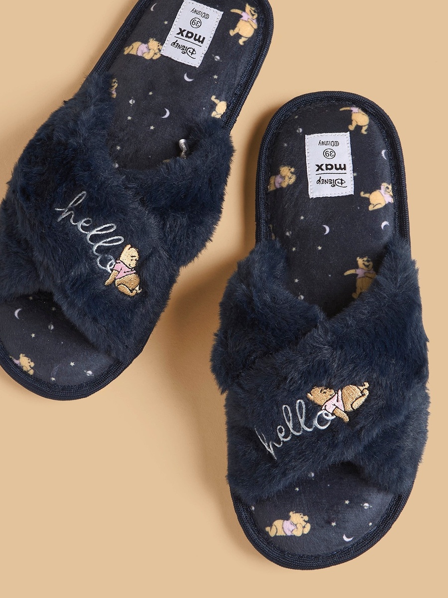 Winnie the Pooh Embroidered Bedroom Slippers