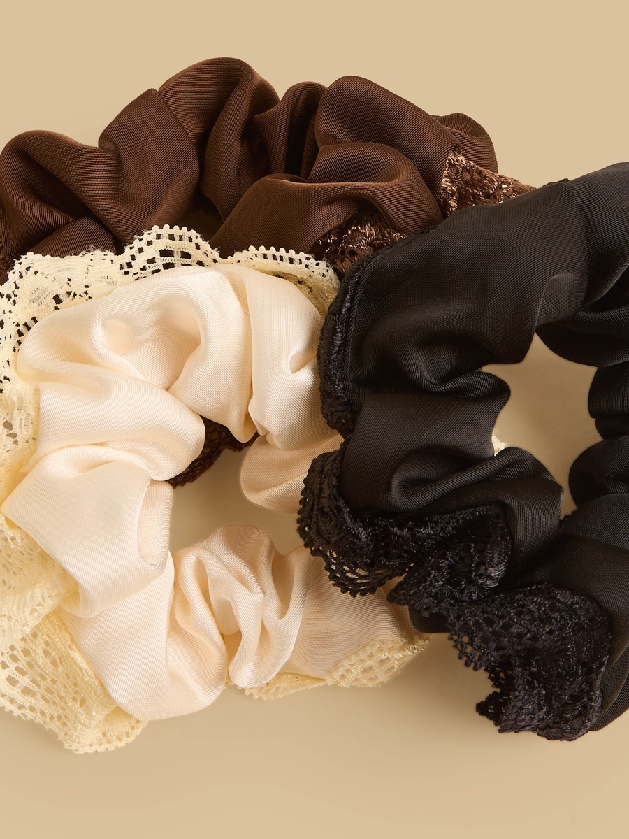 Pack of 3 - Lace Trim Scrunchie