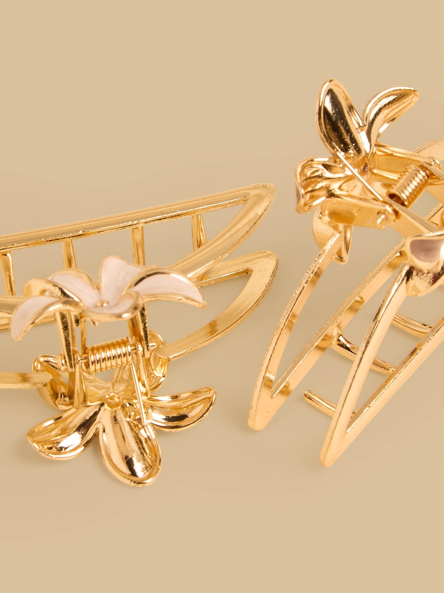 Pack of 2 - Floral Embellished Hair Clamp