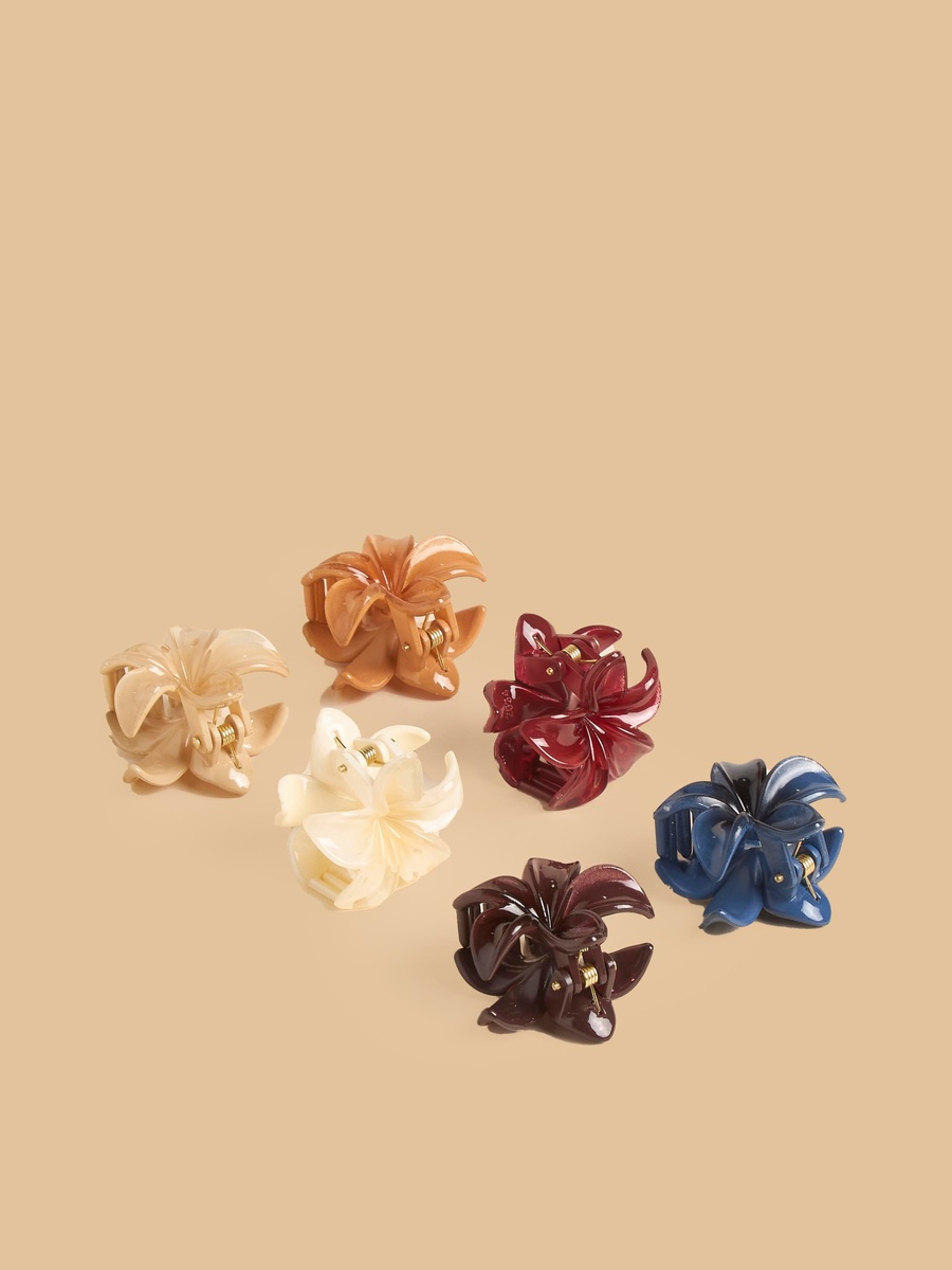 Pack of 6 - Floral Hair Clamp