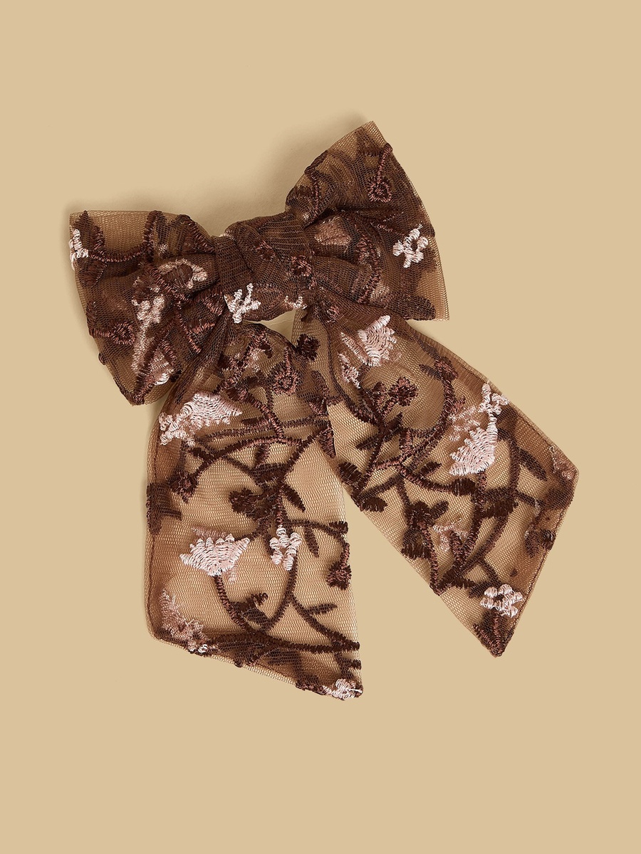 Lace Embroidered Bow Hair Clip