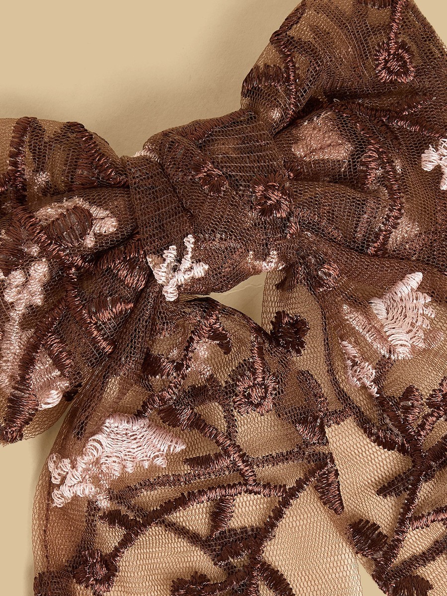 Lace Embroidered Bow Hair Clip