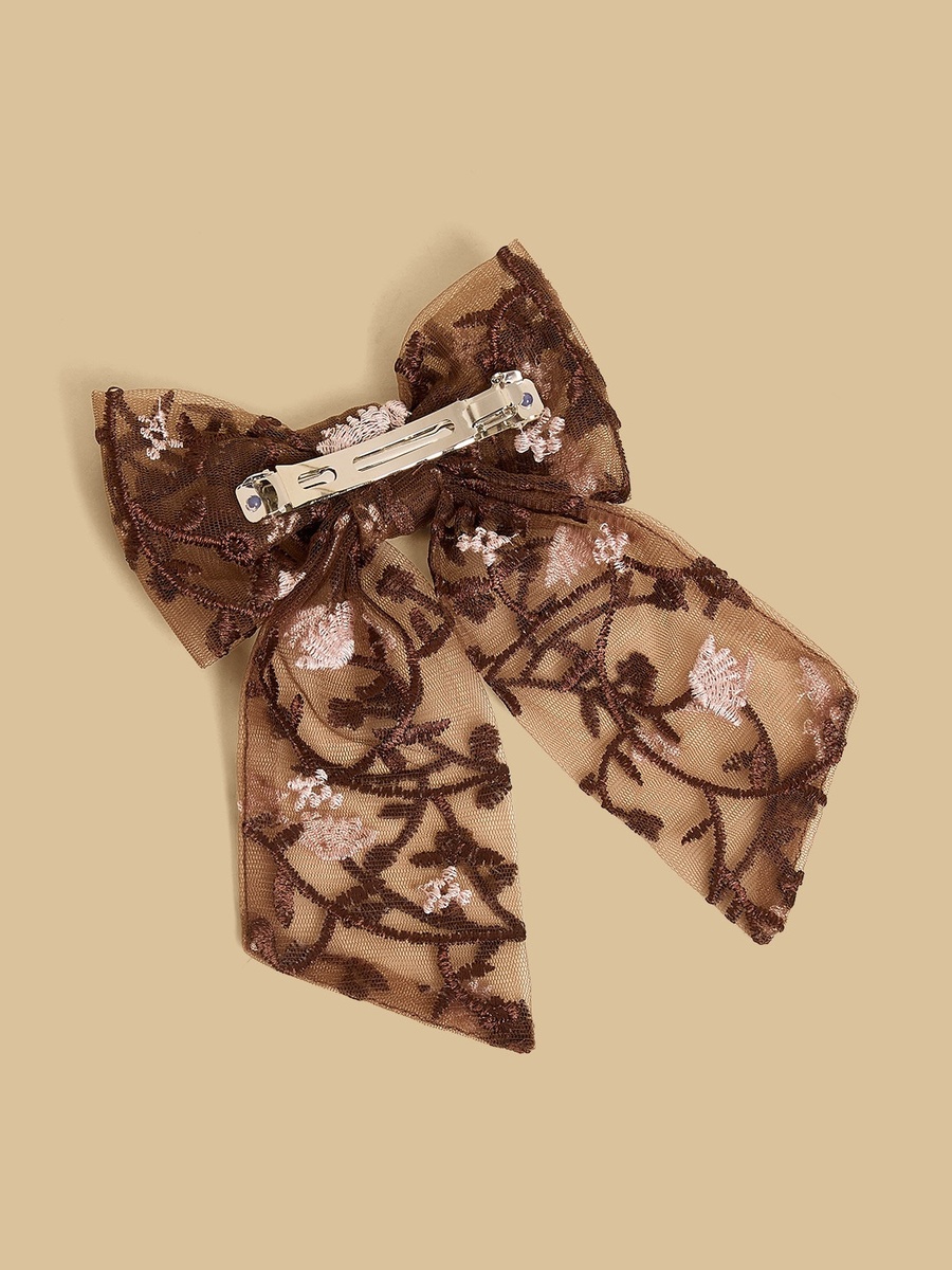 Lace Embroidered Bow Hair Clip