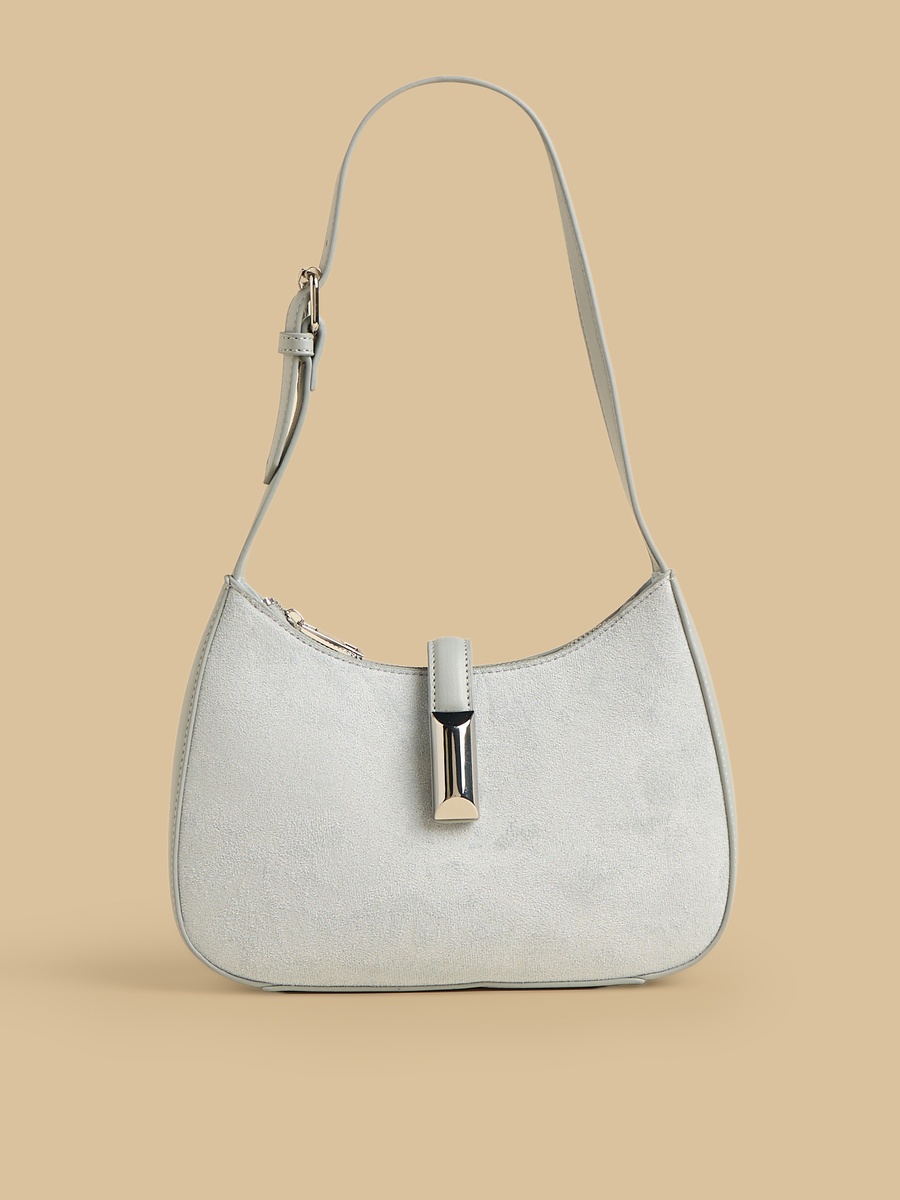 Plain Shoulder Bag with Zip Closure