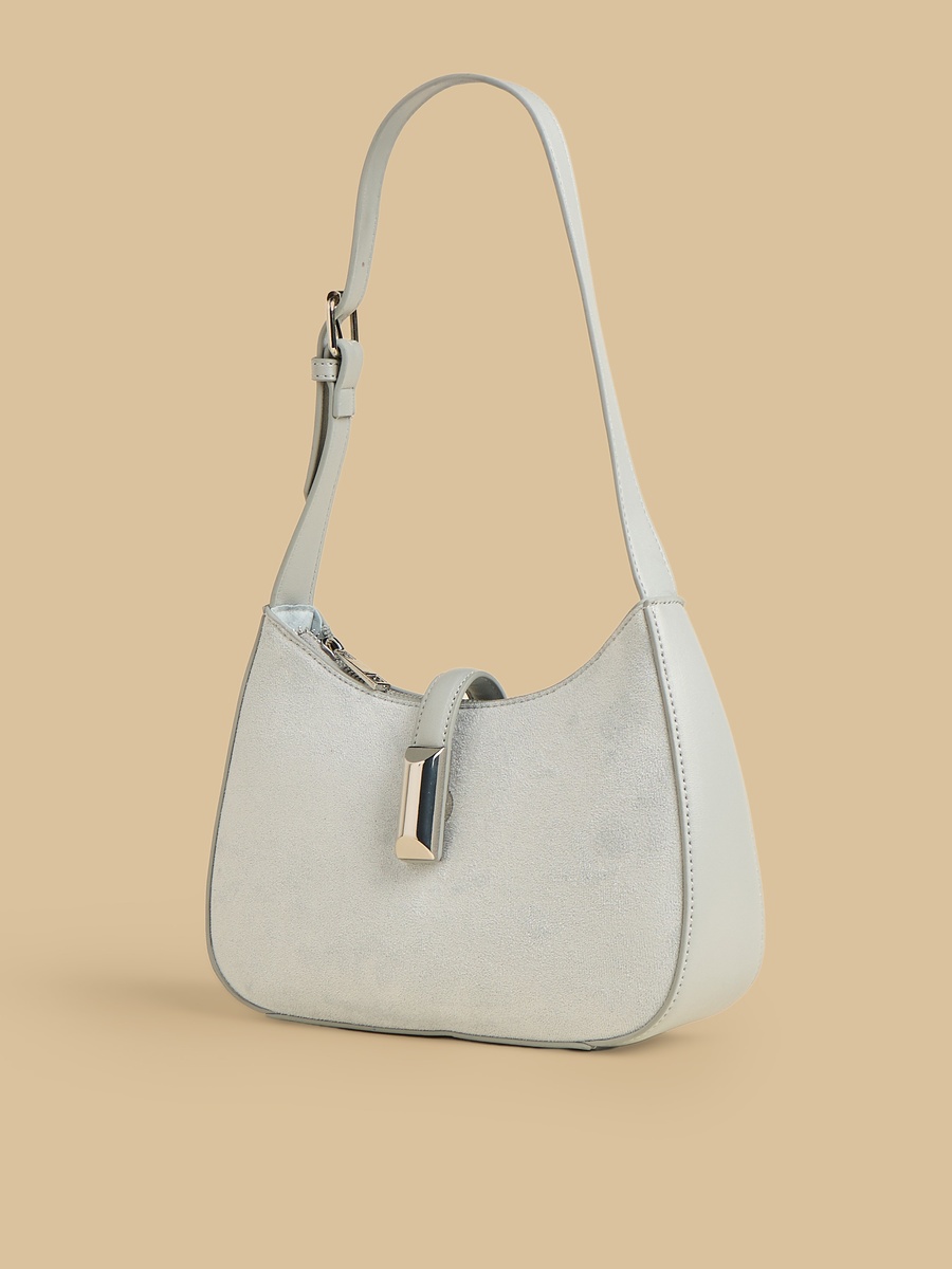 Plain Shoulder Bag with Zip Closure