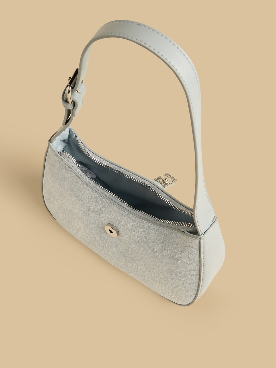 Plain Shoulder Bag with Zip Closure