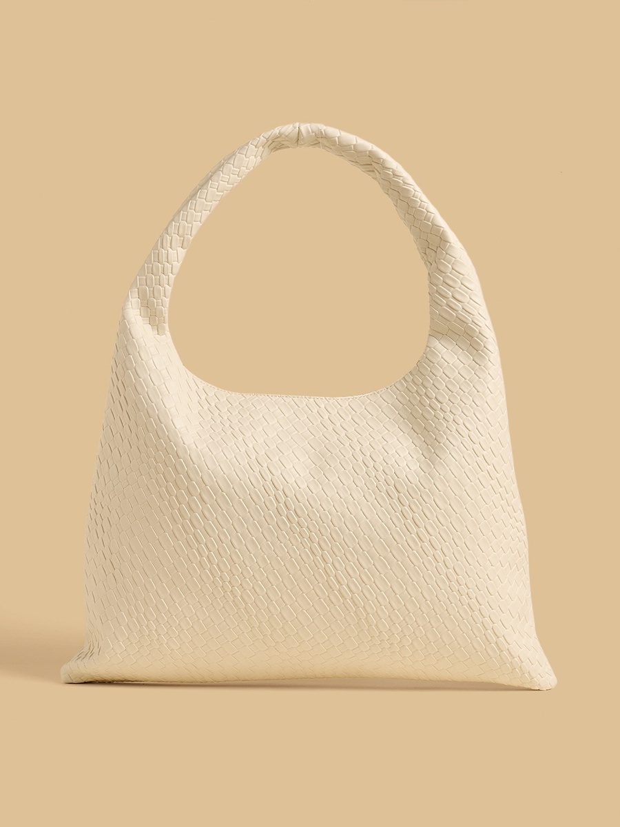 Textured Hobo Bag with Braided Handle