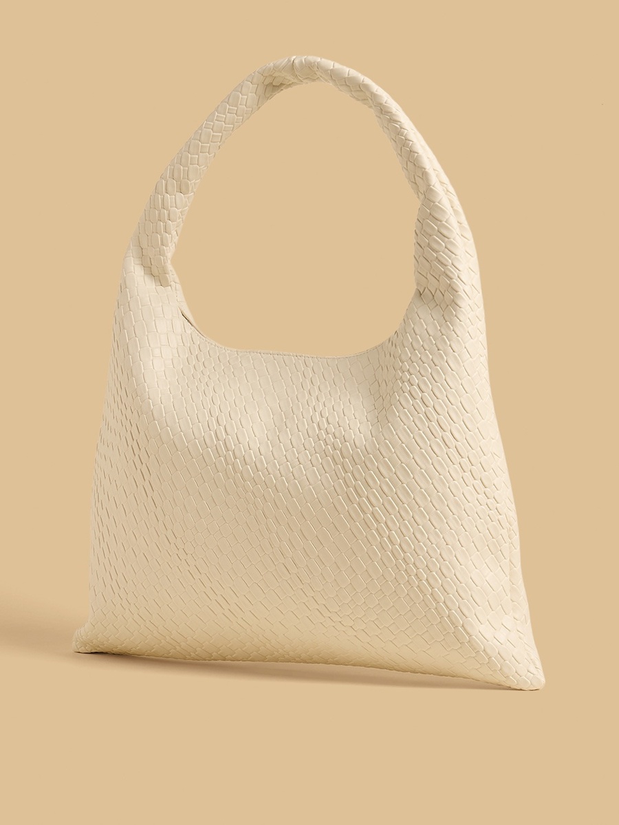 Textured Hobo Bag with Braided Handle