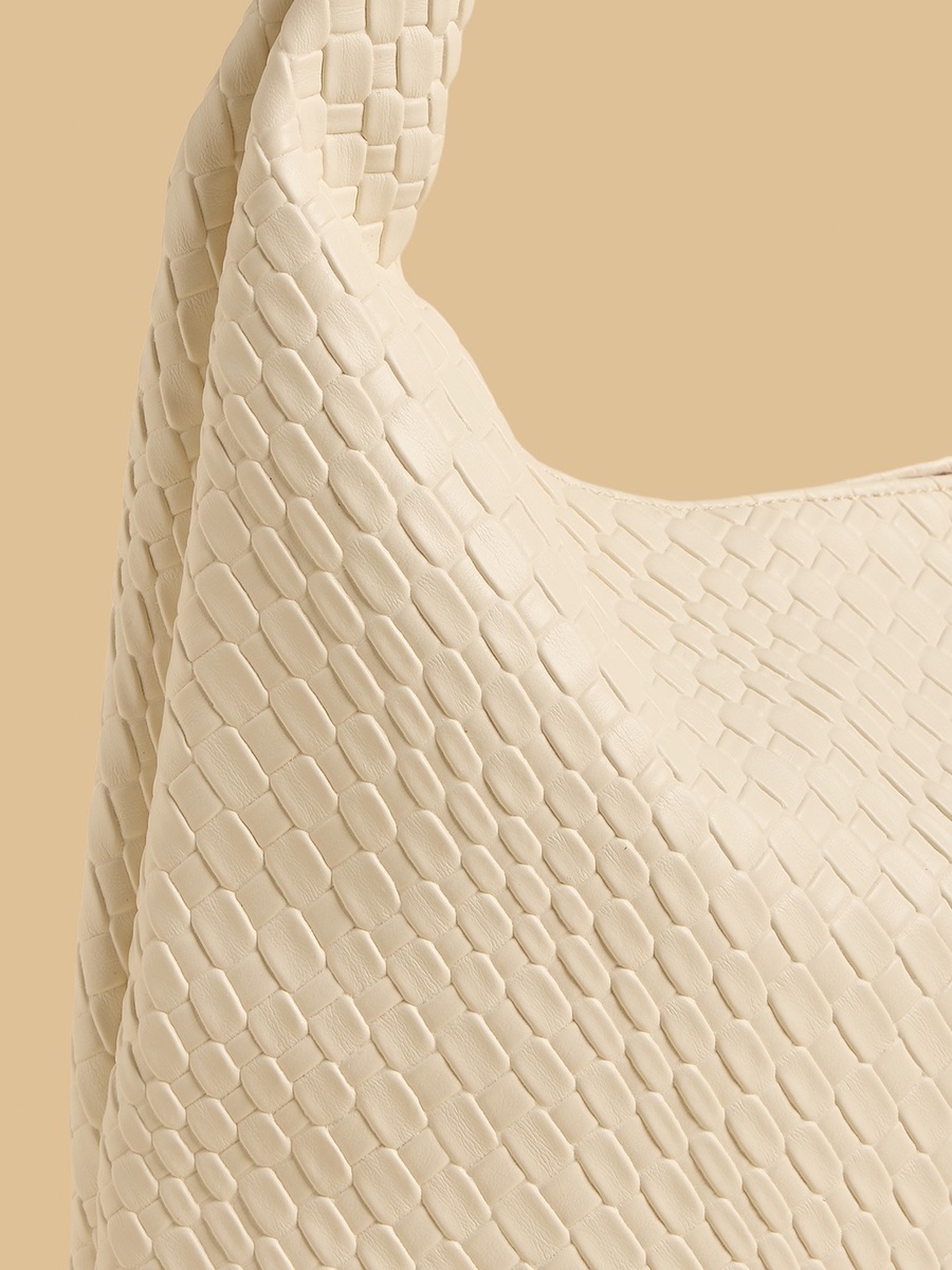 Textured Hobo Bag with Braided Handle