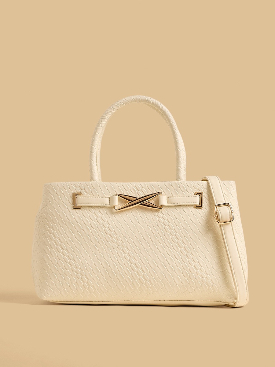 Textured Tote Bag with Double Handles