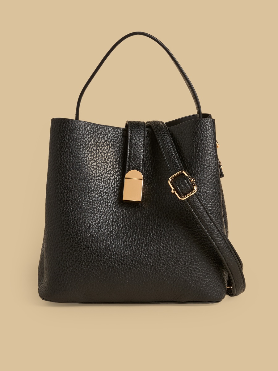 Textured Tote Bag with Detachable Strap