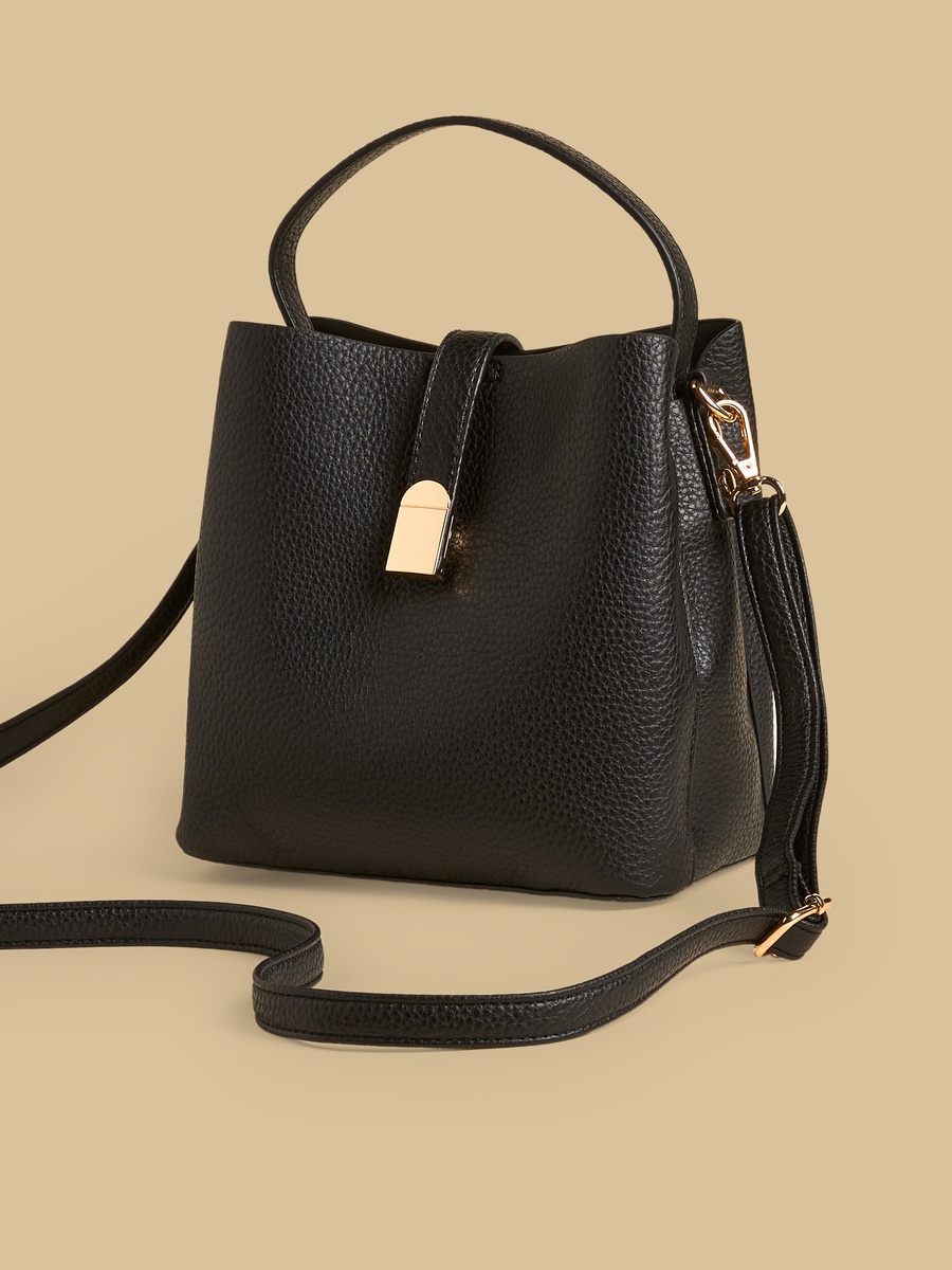 Textured Tote Bag with Detachable Strap