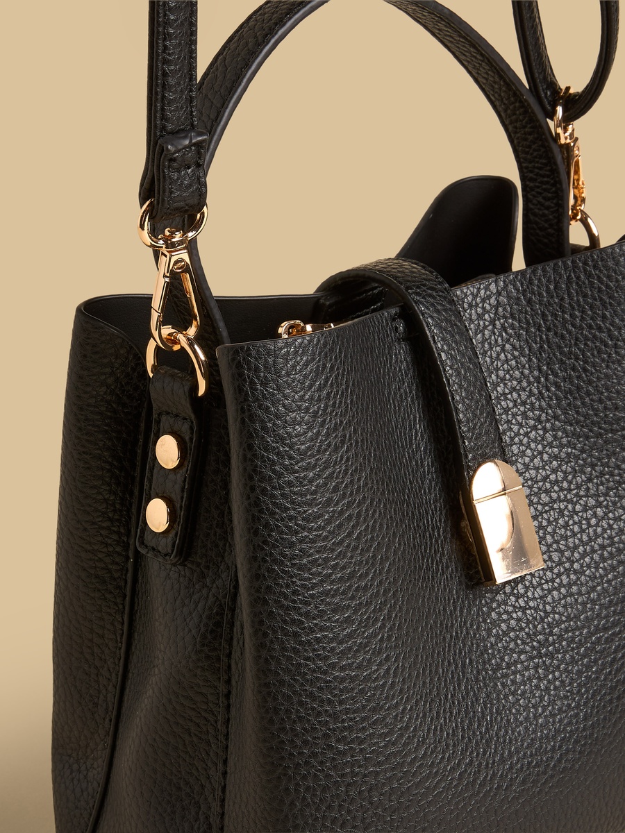Textured Tote Bag with Detachable Strap