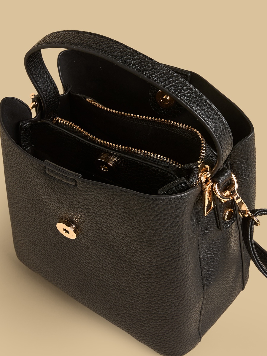 Textured Tote Bag with Detachable Strap