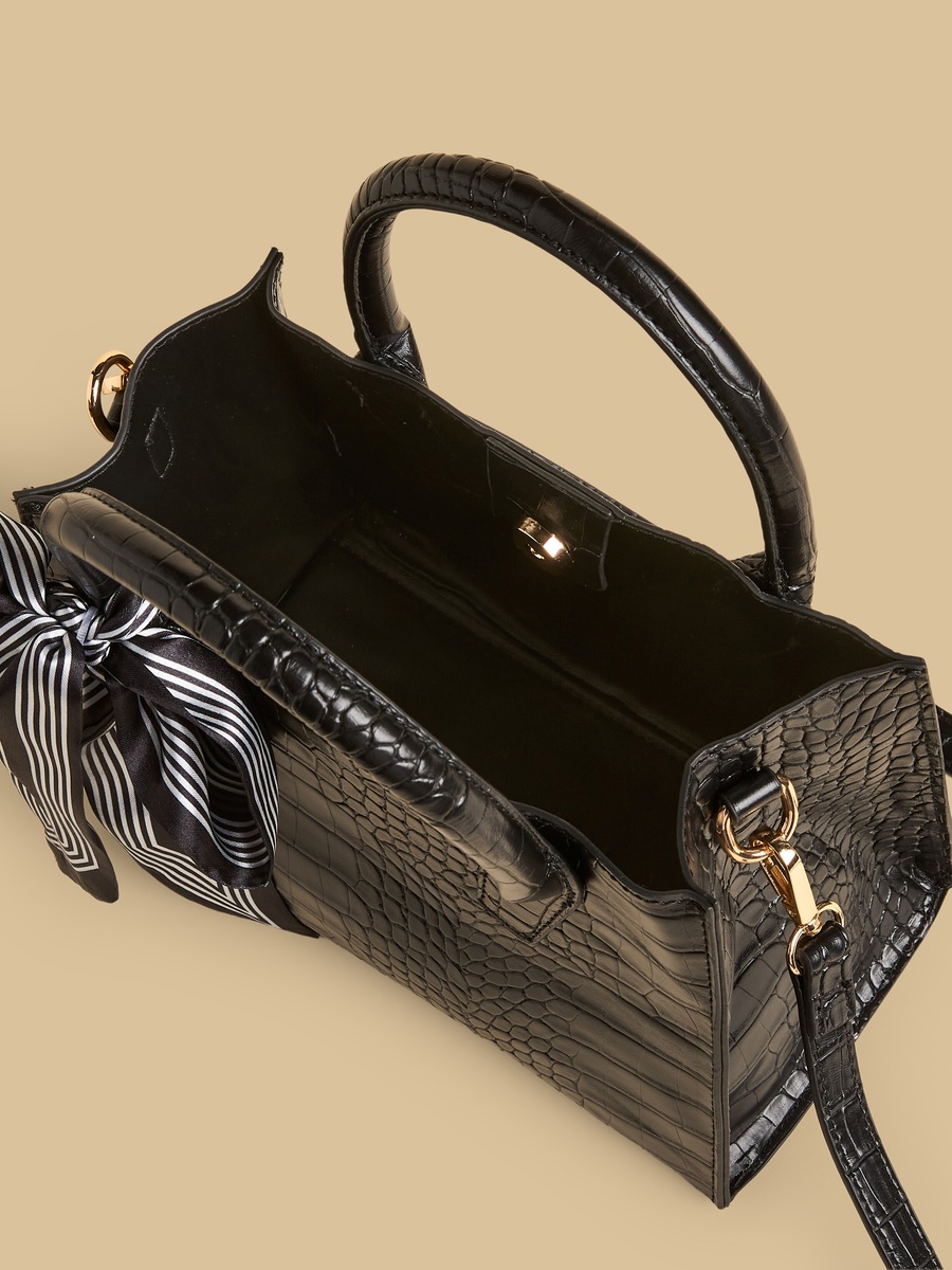Scarf Accent Tote Bag with Detachable Strap