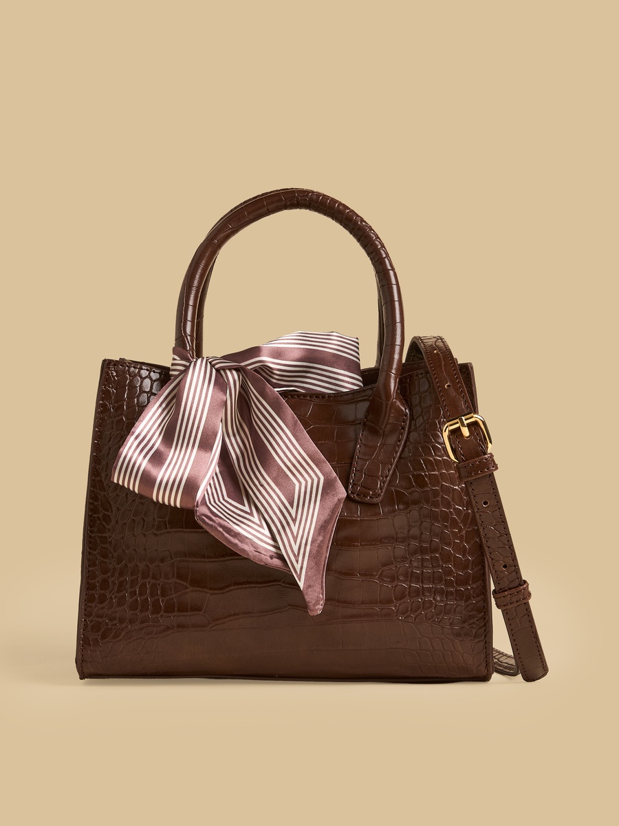 Scarf Accent Tote Bag with Detachable Strap