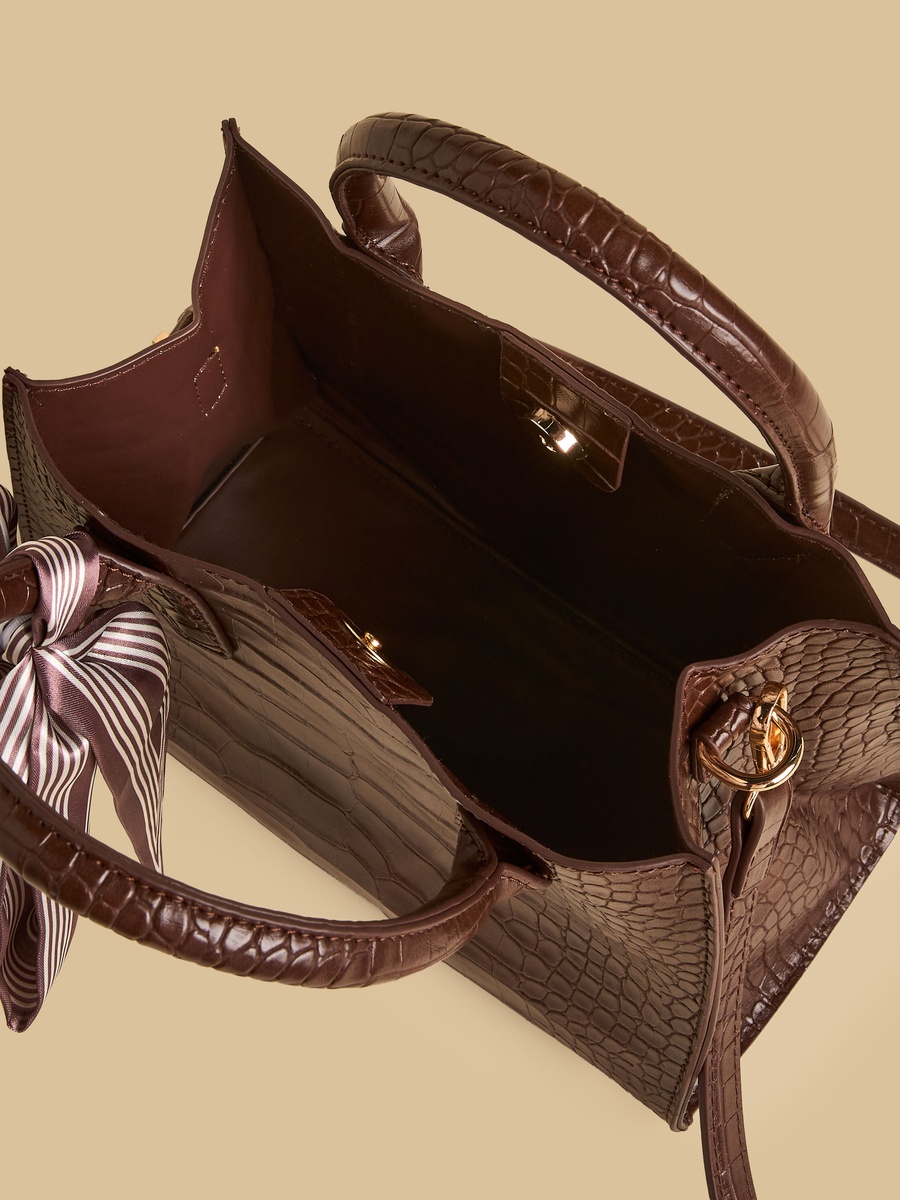 Scarf Accent Tote Bag with Detachable Strap