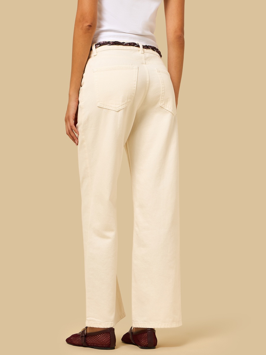 Straight Fit Jeans with Satin Scarf Belt