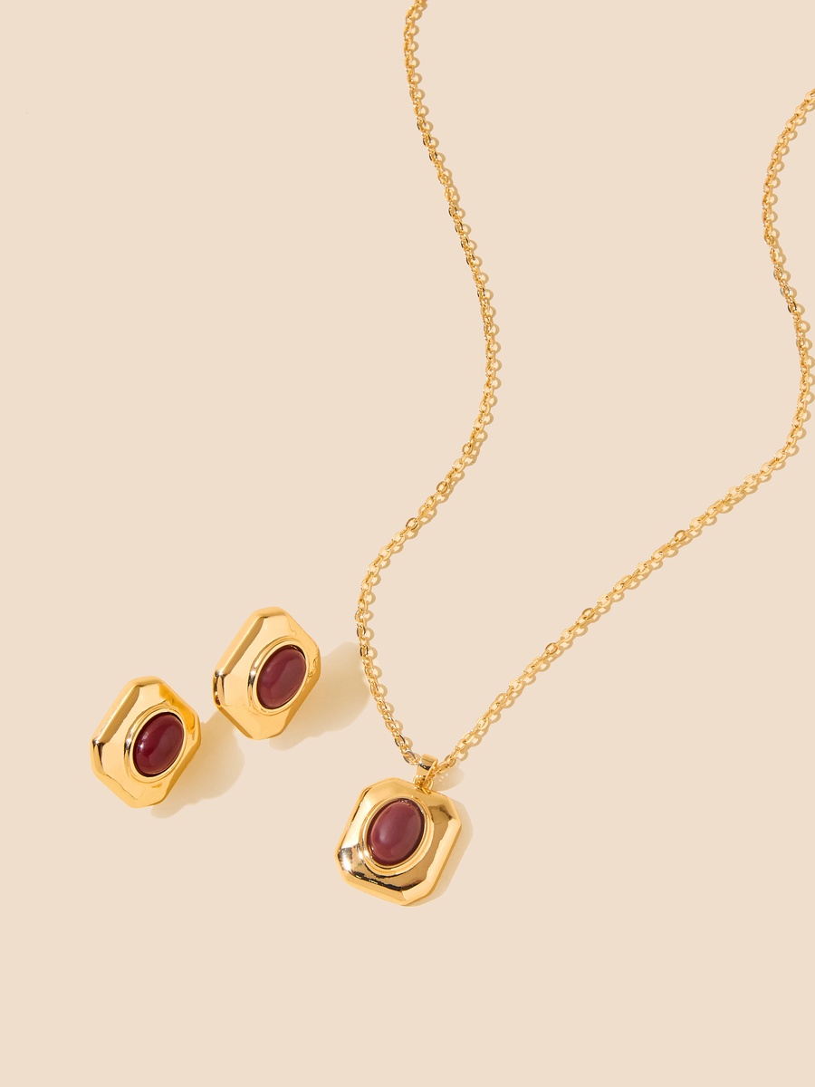 Stone Embellished Necklace and Earrings Set
