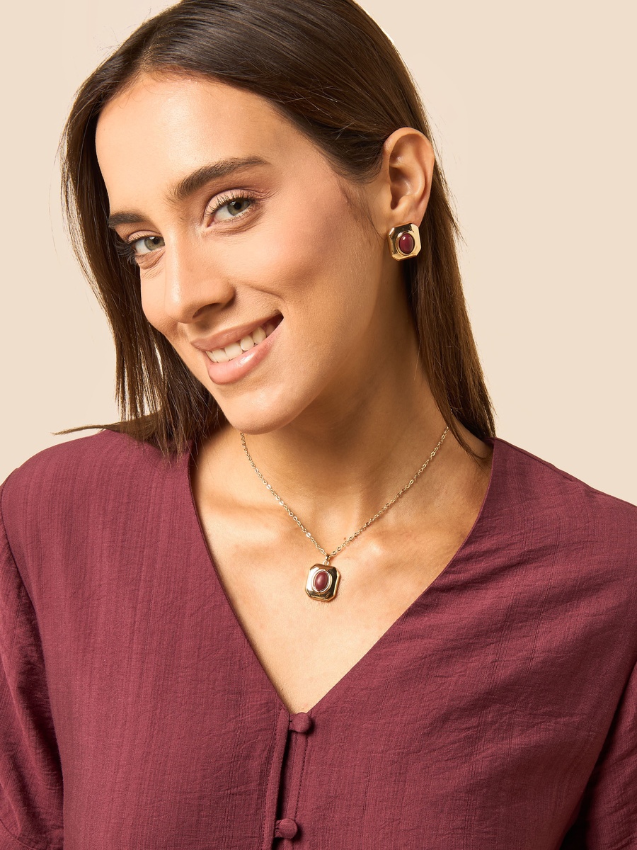 Stone Embellished Necklace and Earrings Set
