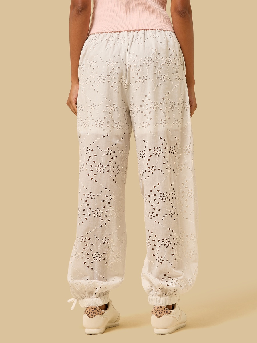 Schiffli Embroidered Wide Leg Joggers